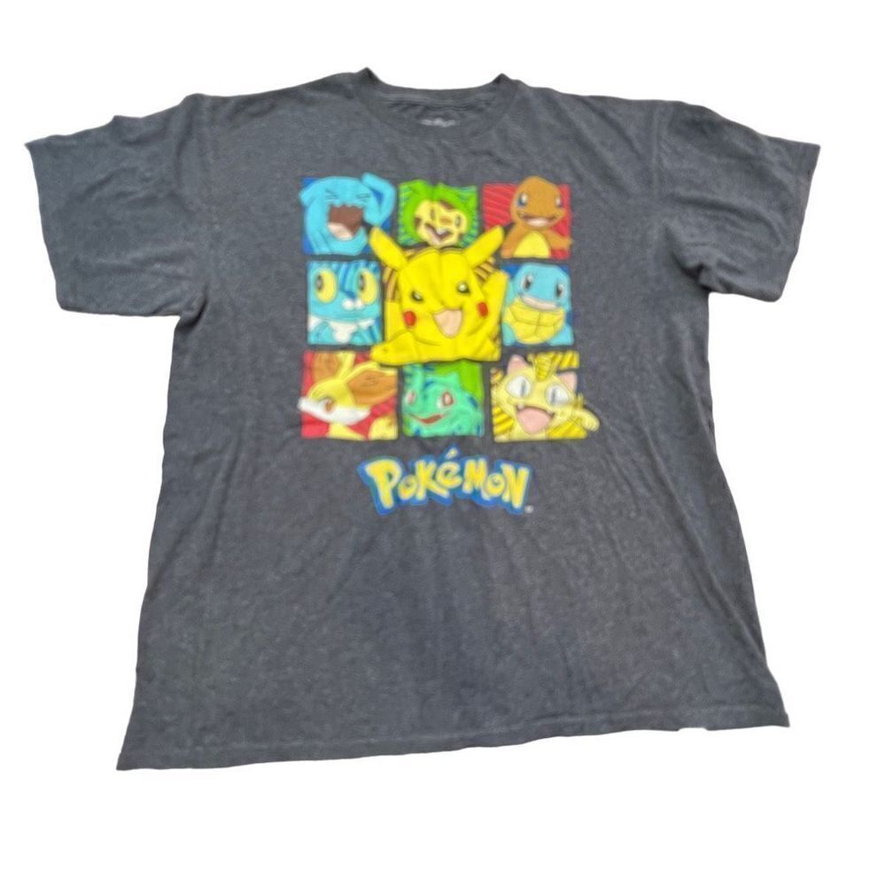 Pokemon Womens Graphic Print Crew Neck Stretch Short Sleeve T-Shirt Gray Size XL